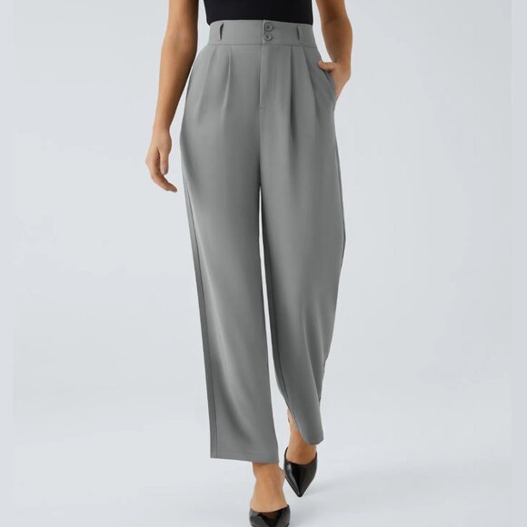 HALARA Pants - Halara Flex™ High Waisted Zipper Pocket Shirred Straight Leg Trouser Pants
